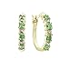 Yellow Gold Flash Sterling Silver Created Emerald Small Round Hoop Earrings for Women
