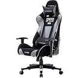 GTRACING Gaming Chair Fabric Computer Racing Office Chair PU & Mesh High Back Backrest and Height Adjustable E-Sports Ergonomic Chair with Pillows GT000 Gray