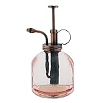Purism Style Plant Mister - Pink Glass Bottle & Antique Copper Color Brass Sprayer