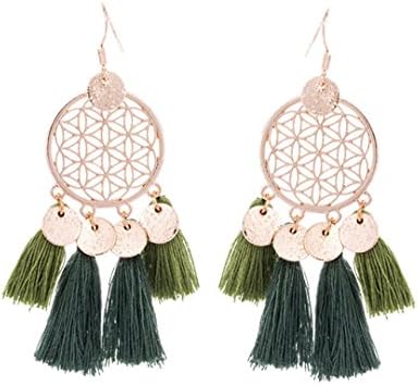 Gold Color Round Sequins Boho Ethnic Tassel Drop Earrings Women Ladies Fashion Earring Bohemia Statement Vintage Wedding E020315