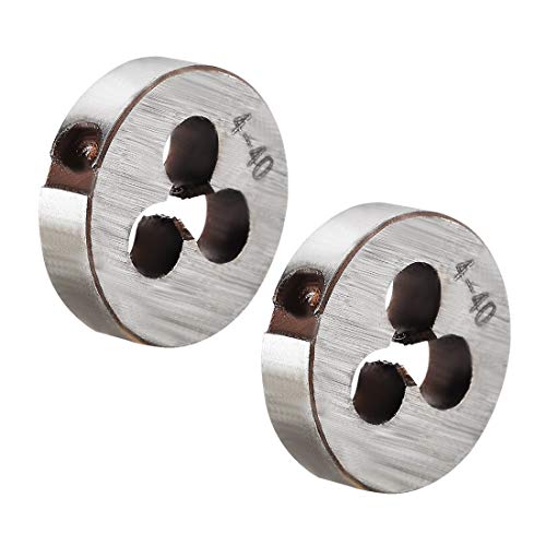 uxcell 2 Pcs 4-40 Right Hand Round Die Machine Thread Die, Threading Die, Screw Die Tool, HSS High Speed Steel