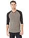 Alternative Men's Raglan 3/4 Sleeve Henley Shirt, Grey/Black, Medium