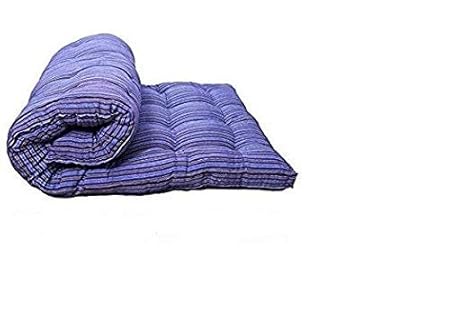 Ira With Word Dwell In Comfort Blue Medium Soft White Cotton Mattress - 1 Sleeping Capacity (72 X 36 X 4 Inch)