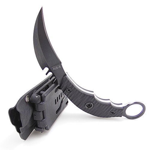 MASALONG Outdoor Survival Claw Tactical Knife Finger Fixed Blade Knife With Sheath (stone wash)