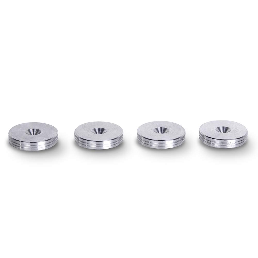 PrecisionGeek® Slim Speaker Spike Pads – Isolation Pads with Decorative Grooved Edge for HiFi Speakers, Subwoofers & Speaker Stands (Ø20 mm – Aluminium – Pack of 4)