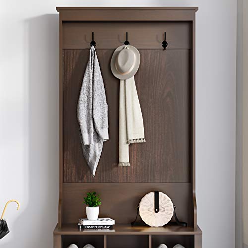 Itaar Hall Tree, Hall Bench with Storage Shelf, Metal Leg Entryway Coat