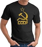 Cccp T-shirt Distressed Hammer Sickle Adult Tee Shirt - Black