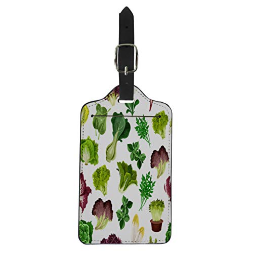 Pinbeam Luggage Tag Salad Greens and Leafy Vegetables Pattern Vegetarian Fresh Suitcase Baggage Label