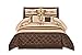 WPM WORLD PRODUCTS MART 7 Pieces Complete Bedding Ensemble Beige Brown Gold Luxury Embroidery Comforter Set Bed-in-a-Bag Bedding- Yasmen King