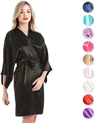 MEVNI Women's Kimono Robe, Short, Midnight, Large