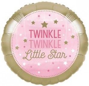 Creative Converting 322267 Twinkle Stars Metallic Pink Balloon, 18", 1ct, One Size