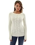 PatttyBoutik Women's Crewneck Cable Knit Pullover Sweater