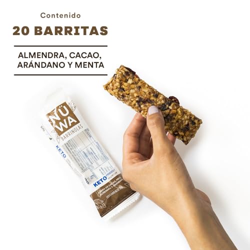 NÜWA 20Pack Keto: Barritas de Cacao - Veganas - Snack Saludable - Vitamina E - Sin Azúcar Añadida - 20 pz - Ingredientes Naturales - Sin Conservadores - Sin Gluten