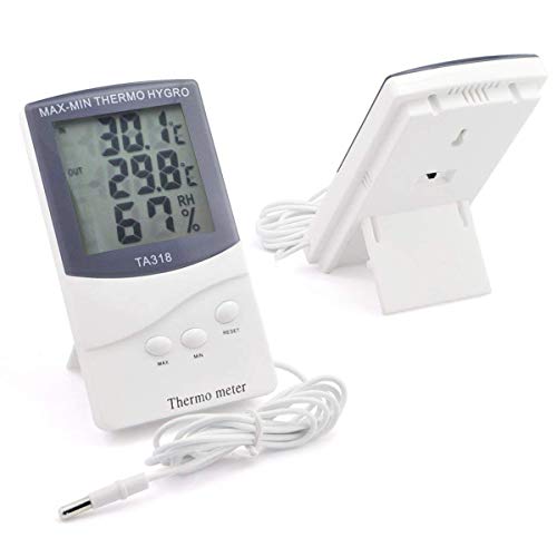 Yesbaby Digital LCD Indoor/Outdoor Thermometer Indoor Outdoor Hygrometer Humidity Thermometer Temperature Meter Min/Max Value 1.5m Sensor Wire for The Management of Air Conditioning Office Hotel Room