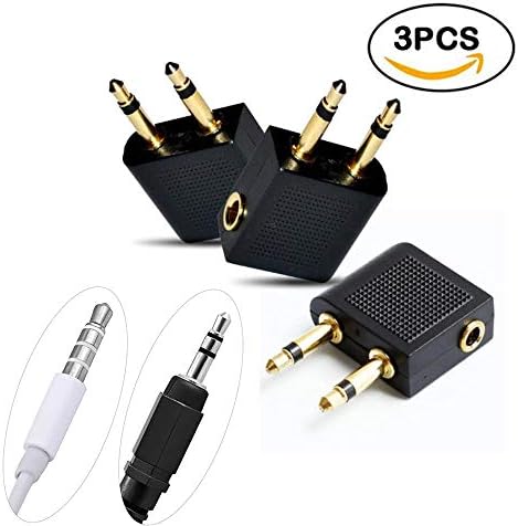 [Pack of 3] Flight Headphone Adapters - Gold Plated Airplane Audio Jack Converter | Allows you to use your Earphones with all In-Flight | Enable Great Sound on all Planes for travel & Business trip