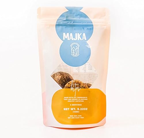 Majka Lactation Bites for Nursing Moms – Vegetarian Whole Food Snack with Fenugreek, Black Sesame, Chia, and Turmeric for Postpartum Recovery – Protein, B Vitamins, Fiber, Iron, Zinc (4 Servings)