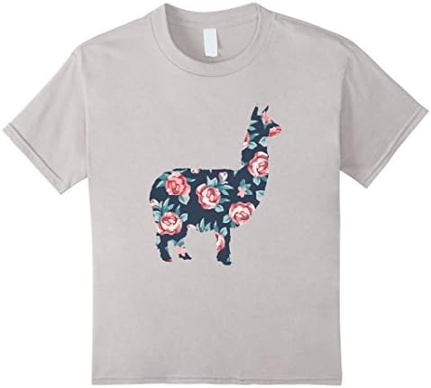 Kids Llama Roses T Shirt Cute South American Animal 6 Silver