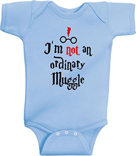I'm Not An Ordinary Muggle Funny Harry Potter Romper Wizard Onesie by BeeGeeTees® (24 Months, Light Blue)