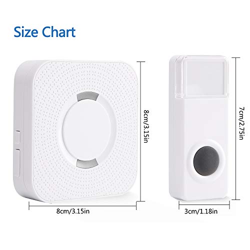 Wireless Doorbell, Fityou Waterproof Door Bells & Chimes Wireless Kit,Operating at 1000 Feet with 58 Door Bell Chime, 4 Levels Volume & LED Flash,2 Buttons 2 Receivers Doorbell for Home, Business