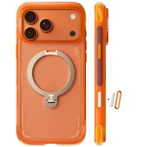 TORRAS Ostand Q3 Air für iPhone 17 Pro Hülle mit echtem Airbags Doppelter Schutz (360° Magnetischer Robust Ständer) Matt Handyhülle mit Kamerasteuerun