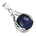BEADNOVA Healing Synthetic Lapis Lazuli Gemstone Necklace Crystal Ball Pendant Necklace with Stainless Steel Chain 18 Inches