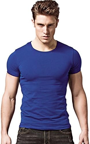 Xudian Short Sleeves Men T-shirt Crew-neck (US X-Small, Blue)