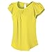 Simier Fariry Women's Chiffon Crew Neck Short Sleeve Blouse Yellow 12