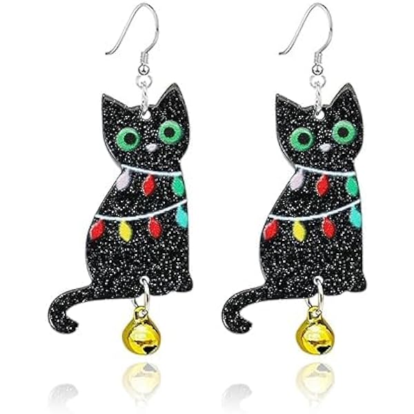 Vavhoo 2 Pairs Cute Black Cat & Bunny Earrings - Cup Cat Dangle Earrings, Animal Jewelry Gift For Women, Girls, Cat Lovers - View #9