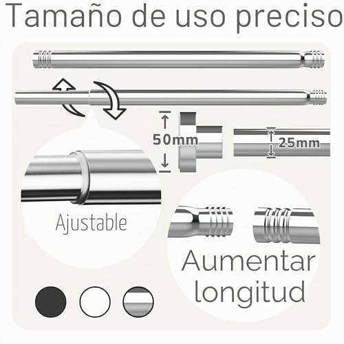 1 x Shower Rod Adjustable No Drilling Telescopic Balcony Pole Shower Curtain (85-180 cm, Diameter 25 mm, Black)