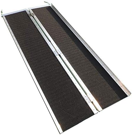 HomVent Threshold Ramps,6FT Portable Folding Aluminum Wheelchair Threshold Ramp with Ribbed Surface and Carrying Handle Home Corridor Aluminum Alloy Folding Ramp,Black