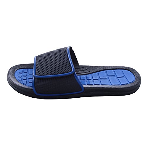 Sky Sole Mens Slide Sandals with Velcro Strap in Royal Trim, Size 11