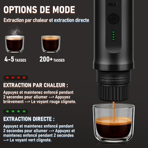 ICARE Portable Coffee Maker, 2 in 1 Portable Coffee Maker for NS Capsules and Ground Coffee, Self-Warming, USB-C Charging, Battery Indicator, for Camping, Hiking, Travel, Campervans(Black)
