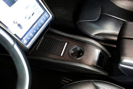 Evannex Center Console Insert For Tesla Model S Black Upholstery Carbon Fiber