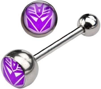 Transformers Decepticon Barbell Tongue Ring 14G