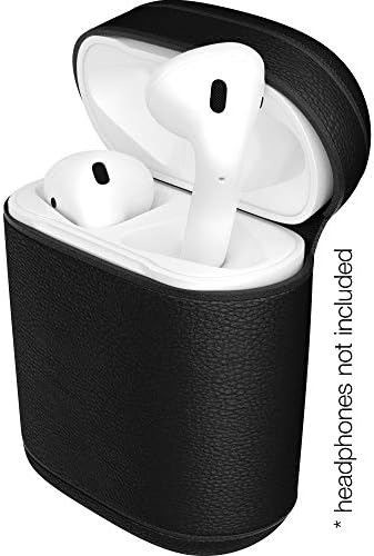 Heavy-Duty Apple AirPods Leather Case by Viosteria | Shockproof Cover in 4 Smart, Portable & Practical Protection Pouch w/Lightning Port Access (Black)
