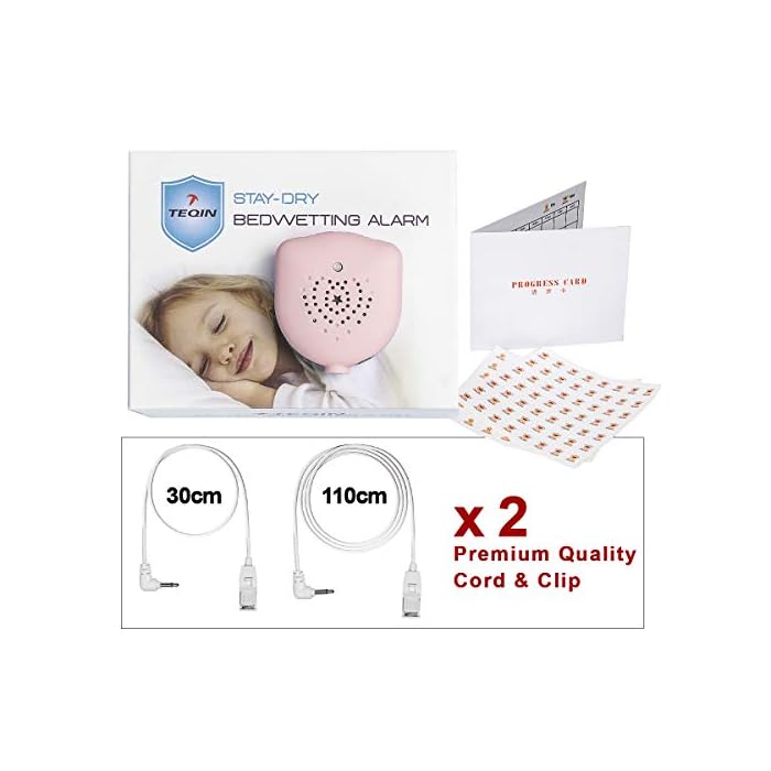 TEQIN Bedwetting Alarm for Kids, Rechargeable, Volume Control, Sounds Selectable and Strong Vibration