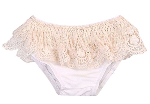 stylesilove Baby Girls Crochet Fringed Cotton Bloomers (100/12-18 Months, White)