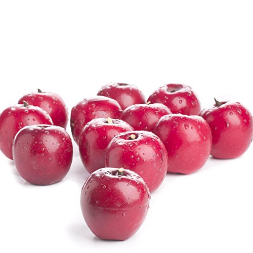 Factory Direct Craft Red Dewy Artificial Apples for Indoor Decor - 12 Apples