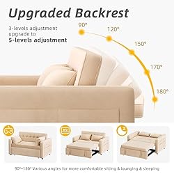 DWVO 55" Futon Couch, 3-in-1 Futon Sleeper with