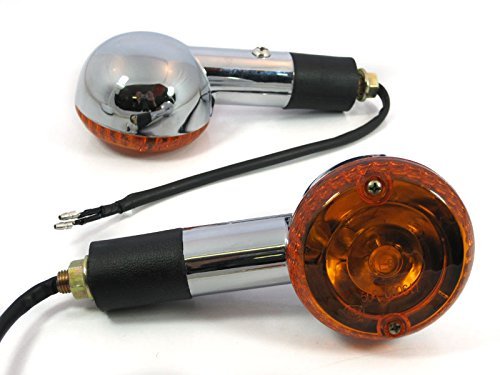Alchemy Parts Motorcycle Indicators Amber Turn Signals Blinkers Lamps Custom Chrome Universal Large PAIR