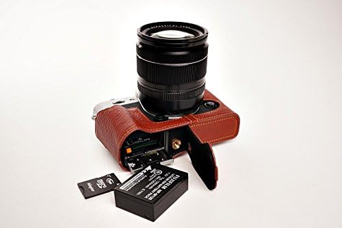 Handmade Genuine Real Leather Half Camera Case Bag Cover for FUJIFILM X-T30 X-T20 X-T10 Brown Bottom Opening Version