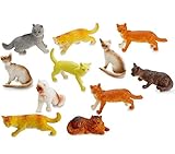 Kicko Miniature Authentic Cat Figurines Toys - 12 Assorted, 2 Inch - for Kids, Boys, Girls, Cat Lovers, Play, Decoration, and Party Favors