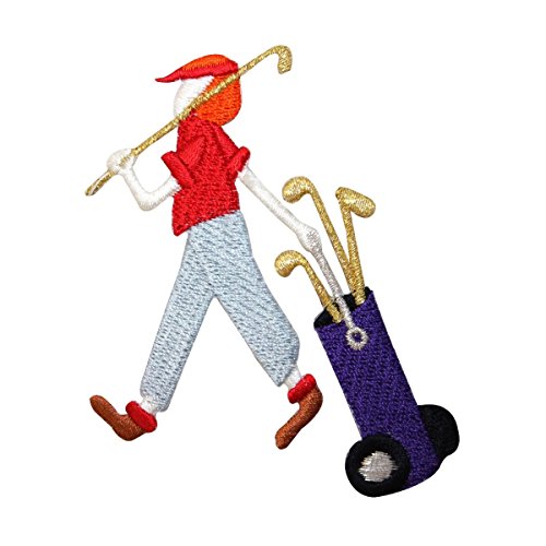 ID 1519 Lady Golfer with Clubs Patch Women Sports Embroidered Iron On Applique