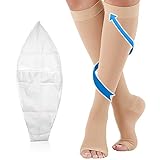 Compression Socks 20-30mmHg Open Toe with Free Removable Satin Sock Professional Care for Ankle,Varicose Veins, Calf Edema Pain Relief Suitable for Nurses Maternity Flight Travel Men Women XL