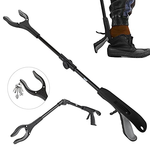 ZOJI Faltbare Greifer,Adjustable Abgewinkelter Arm, 80cm Greifzange aus Aluminium mit Schuhlöffel und Rotierendem…