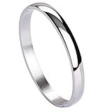 JUSNOVA Womens Mens Stainless Steel Brecelet Plain Polished Finish Cuff Bangle 7.3 Inches