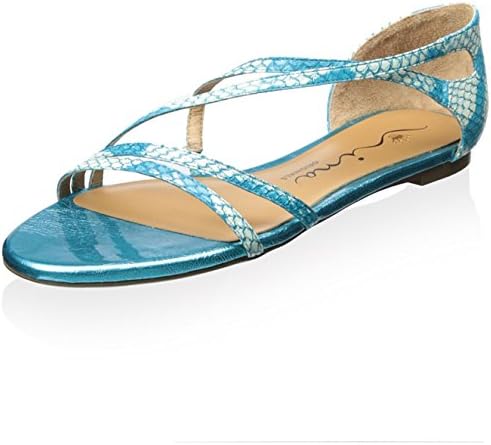 Nina Originals Women's Sonnet Sandal, Teal Watercolor Snake, 6.5 M US