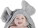 Elephant Grey Baby Hooded Plush Towel Cotton Baby Shower for Toddle Infant Girls and Boys by Babyplix