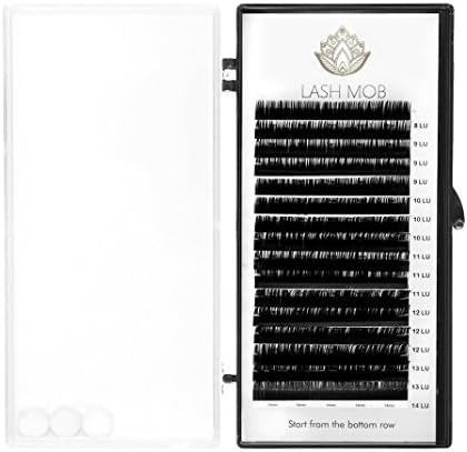 Eyelash Extensions by LASH MOB - LU Curl - 0.15 or 0.18 Diameter - Mixed Tray for Professionals (0.15)