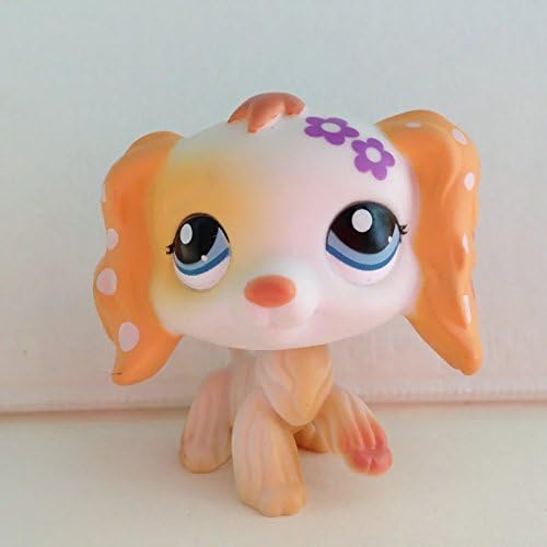 DEEJOE Pet Shop Purple Flower Long Hair Ear Brown Tan Cocker Spaniel Dog LPS Action Figure 2"